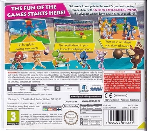 Mario and Sonic at the London 2012 Olympic Games - Nintendo 3DS Spil - (A Grade) (Genbrug)